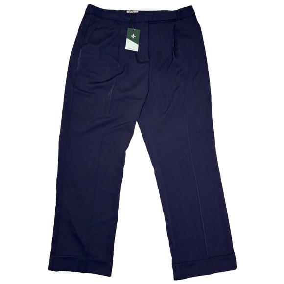 TUCKERNUCK Womens Pants Size 14 Duncan Pleated Trousers Navy Blue